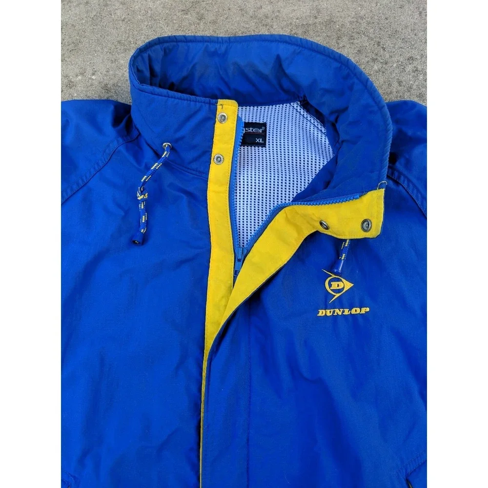 Vintage Swingster‎ Blue Dunlop Tire Full Zip Jacket Size XL Made In USA